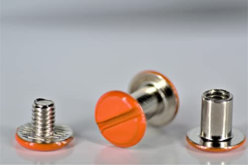 Q-tools® Buchschrauben/Schraubnieten | Buchschrauben 7mm orange | 20 Stück | Chicago Schrauben/Gürtelschrauben/Ziernieten/Ledernieten zur Lederbearbeitung