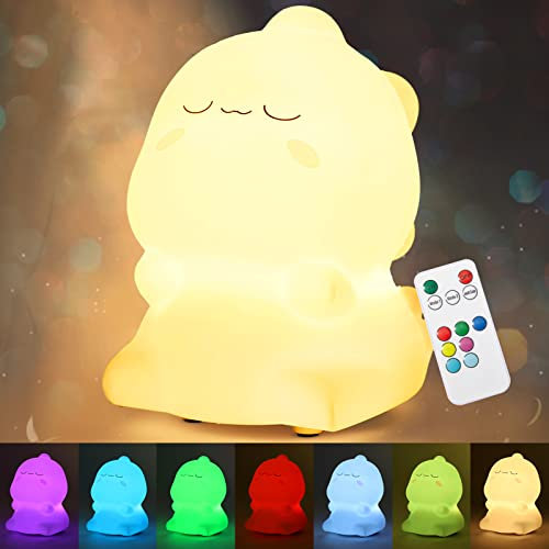 CHWARES Night Light for Kids, Dinosaur Nursery Night Lights with Remote, 7 Color Table Lamp, Room Decor, USB Rechargeable, Cute LED Multicolor Gifts for Baby, Children, Toddlers, Teen Girls
