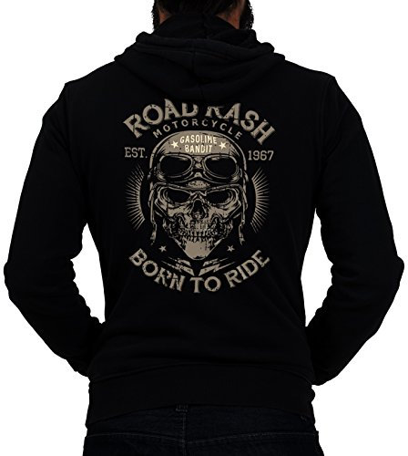 GASOLINE BANDIT Rockabilly Biker Racer Kapuzen-Jacke Zip-Hoodie für Motorradfahrer Road Rash