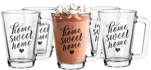 Glasmark Krosno Ensemble De 6 Tasses En 250Ml Tasse Transparente Tasse A Cafe Transparente À Café Résistant Au Lave-Vaisselle Avec L'Inscription