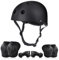 flintronic 7PCS Casco y Protecciones Ajustable Infantiles Set para Niños de 2 a 13 Años, Conjuntos de Patinajes Niños Protecciones, Set Rodilleras Casco, Coderas y Muñequeras - M Negro