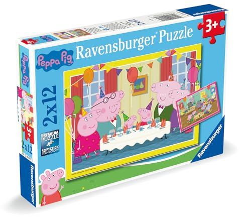 Ravensburger Kinderpuzzle 12004018 - Partyzeit! - 2x24 Teile Peppa Pig Puzzle für Kinder ab 4 Jahren
