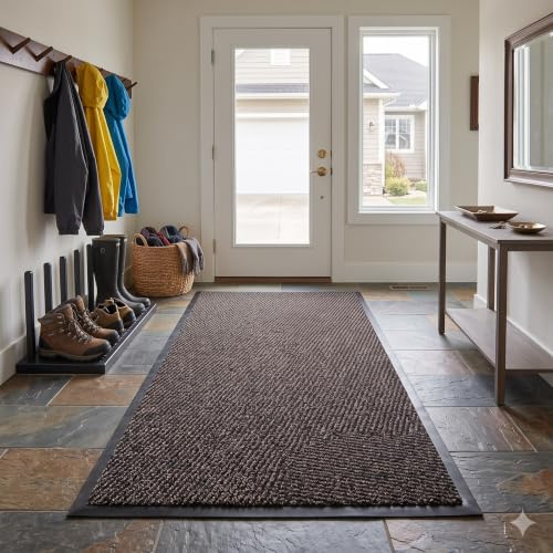 GULLAMBO Carpet Runners for Hallways Non Slip – Rubber Backed Dirt Trapper Hall Runner Rug | Heavy Duty Water Absorbent Low Pile Kitchen Runner Mat | Anti-Slip Indoor Corridor Rug – Anthracite