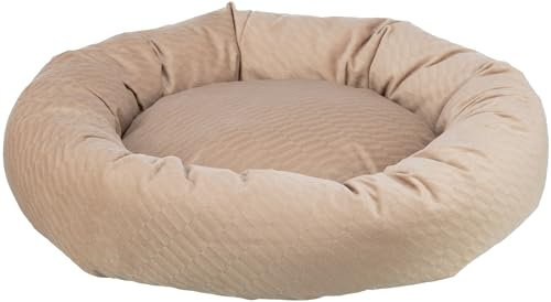 TRIXIE Hundebett Alena 50 ø cm in sand – rundes Kuschelbett mit weichem Samtbezug, Hundekorb für kleine Hunde, fest integriertes Kissen, rutschfester Boden - weich & waschbar - 37796