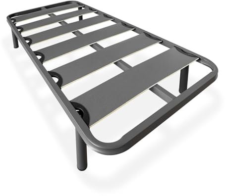amuéblate online - Somier Reforzado de Láminas Anchas, Anti - Ruido, Estructura 40x30 mm con Juego de Patas Roscadas, Fuerte y Resistente 105x190