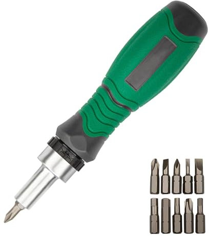 Ratchet Screwdriver - Screwdriver Set | 10 in 1 Ratcheting Multi Screwdriver Set | Ratcheting Bit Driver | Magnetic Ratchet Screwdriver | Multifunctional Angle Ratcheting Screwdriver for Home