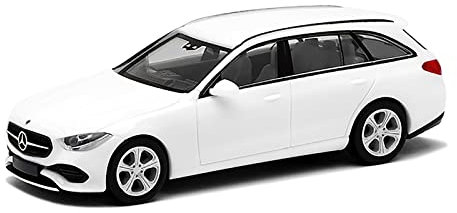 Mercedes-B C-Klasse W206 S206 T-Modell Kombi Polar Weiss Ab 2021 mit Sockel und Vitrine H0 1/87 Herpa Modell Auto mit individiuellem Wunschkennzeichen