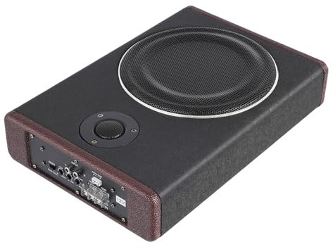 Aktivsubwoofer,8 Zoll Bass Box Aktiv Subwoofer,Max 600W Subwoofer Aktiv Powered Untersitz-Auto Audio Subwoofer eingebautem Verstärker für Auto/LKW,niedrigen und hohen Eingangspegeln, Schwarz