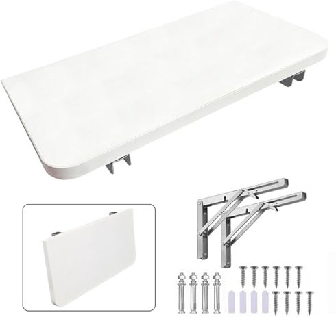 HIDEWALKER Plegable Madera Estanteria Pared Puede Soportar 50 kg Baldas Flotantes Cocina Sala de Estar Dormitorio Baño Garaje Estantes de Pared (48x30cm Blanco 1 Piezas)