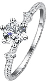 Whoiy Damenringe Gold 375 Echt Gold mit Moissanite 0.5ct, Trauringe Solitär 9k Weißgold Bandringe für Frauen Größe 51 (16.2)
