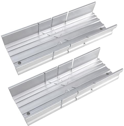 2 Pcs Metal Mitre Block, Aluminium and Steel Construction Mini Mitre Box with 3 Angles, Adjustable Coving Mitre Tool for Manual Saws, Small Angle Cutting Block for Wood, Plastic, Soft Metals(5.3Inch)