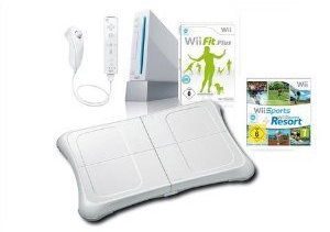 Wii-Konsole, Nintendo, Wii Fit Plus Set weiß Ihr persönlicher Fitnesstrainer Mit Wii Sports + Wii Sports Resort inkl und Balance Board WLAN eingebaut Mit Wiimote Plus und Nunchuck Controller
