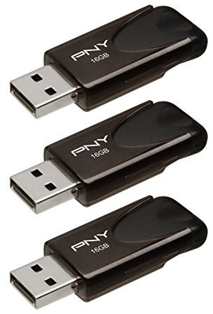 PNY Attache Lot de 3 clés USB 2.0 16 Go Noir (P-FD16GX3ATT4-GE) 16GB 3-PK Noir