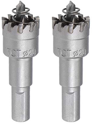 sourcing map 20mm Carbide Hole Cutter, Hole Saws for Stainless Steel Sheet Metal, High Density Carbide Tooth, 2pcs