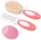 Baby haarbürste und Kamm Set für Neugeborene & Kleinkinder | Natürliche Weiche Ziegenborsten | Ideal für Cradle Cap | Geschenk zur Baby registrierung (Pink)