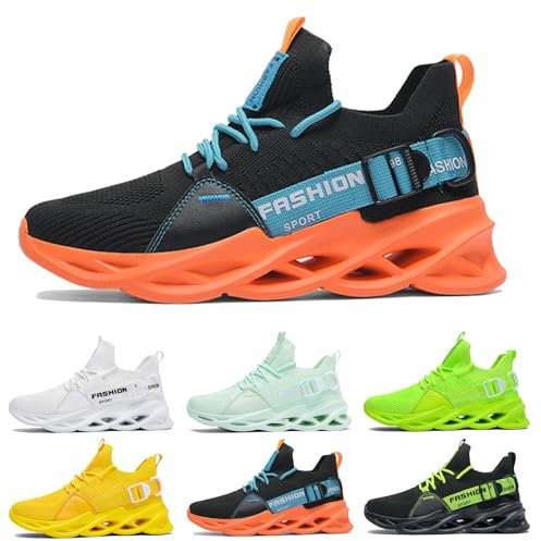 Sportive Scarpe Uomo Donna Scarpe Leggere Running Ginnastica Camminata Comode Casual Jogging Tennis Outdoor Fitness Sneaker G133 Black Orange 45