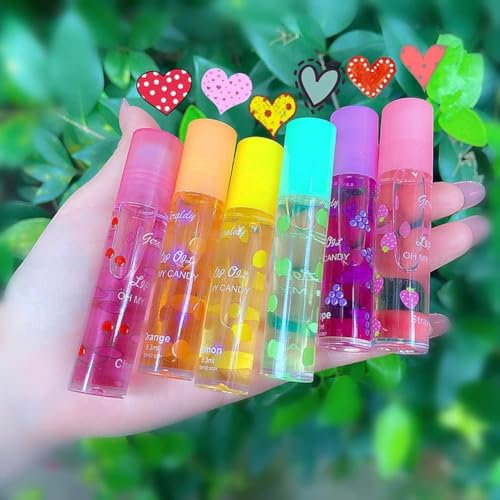 Mrettick Feuchtigkeitsspendendes Lippenöl 6 Stück Roll-on Lippenöl Set Frische Lippenglasur Transparente farblose feuchtigkeitsspendende Lippenlotion Feuchtigkeitsspendendes Lippenöl-Set