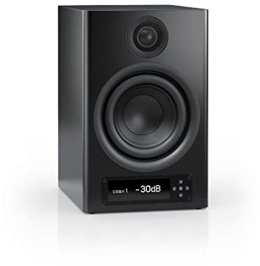 Nubert nuPro XS-4000 RC | Schwarzer Regallautsprecher | 1 Stück High End Kompaktlautsprecher | Bluetooth Lautsprecher aptX HD | Lautsprecher Verbindung kabellos High Res | Aktivbox mit 2 Wege Technik