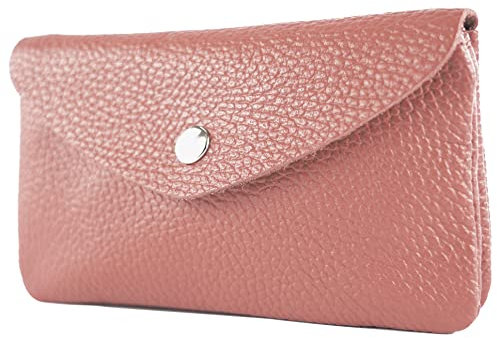 modamoda de P11 Portefeuille en cuir pour femme, taille M, fabriqué à la main en Italie, vieux rose, m, Petit porte-monnaie léger