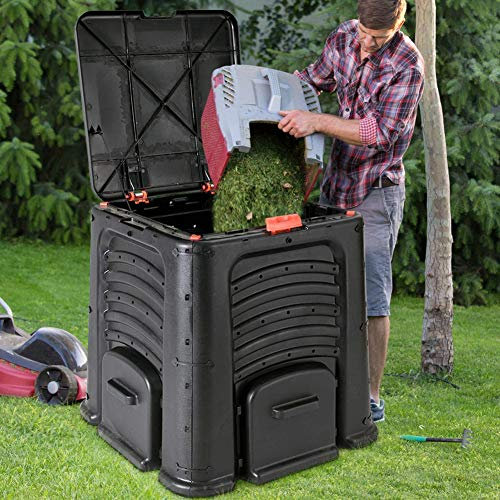 Compostiera da 115 galloni da giardino, bidone per compostaggio di grande capacità da 400 litri, barile di compost per rifiuti alimentari di grandi dimensioni, fertilizzante organi