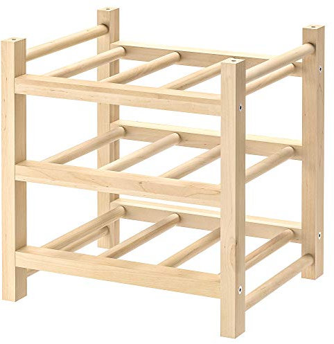 IKEA HUTTEN Weinregal für 9 Flaschen, Massivholz, Beige, Bodenstehend