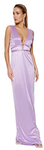Trendyol Women Shift Fitted Knit Evening Dress Abito da Sera in Maglia Aderente a Trapezio da Donna, Lilac, 44