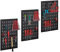 Relaxdays Panneau perforé en métal, 25 pièces, Montage Mural, H x L x P : 60 x 118 x 2 cm, Noir et Rouge