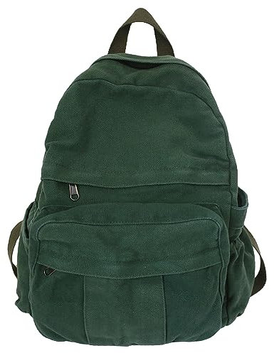 ACUYE Mochila estética de lona para mujer, mochila grunge, mochila para laptop, mochila ligera de viaje, mochila escolar para adolescentes, 34 cm, B05-verde vintage