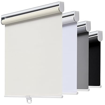 AOSKY Cordless Roller Shades Blackout Blinds for Windows Room Darkening Rolled Up Shades with Spring System, UV Protection Window Shades Door Blinds for Home and Office (30 W x 72 H, Ivory)