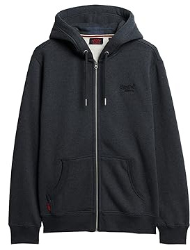 Superdry Essential Logo Zip Hoodie Sweatshirt for Men, Vintage Navy, S