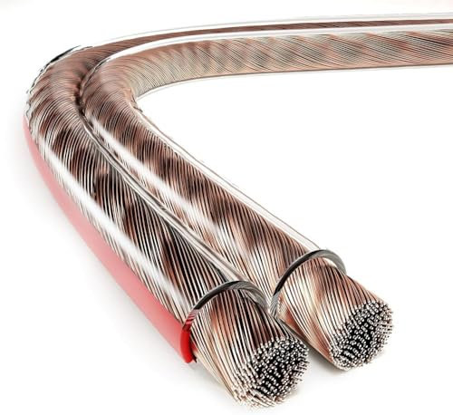 ETEC, per altoparlanti 20 metri, cavo per altoparlanti CCA, sezione cavo 2x2,50 mm², trasparente