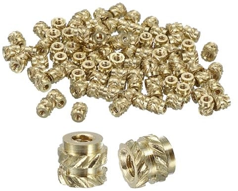 QUARKZMAN Dadi a Inserimento Scanalato, 100pz M1 x 1.8mm L x 2mm Od, Inserti Filettati Femmina per 3D Stampa in Ottone, Termofissati