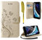 AROYI Lederhülle Kompatibel mit iPhone SE 2022/2020/7/8 Hülle und Schutzfolie,Handyhülle Flip PU Leder Wallet Tasche Case Schutzhülle Kompatibel mit iPhone SE 2022/2020/7/8 Golden