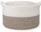 Virklyee Cesto Portabiancheria in Corda Intrecciata 32L Cestino in Corda di Cotone Φ40 x H25 CM Cesto per Coperte in Soggiorno con 2 Maniglia, per Abbigliamento e Cuscini(Blanc+Brun)