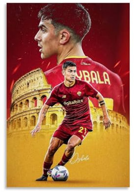 QEWSAR Paulo Dybala Fußball-Superstar-Poster, dekoratives Gemälde, Leinwand, Wandkunst, Wohnzimmer, Schlafzimmer, 40 x 60 cm