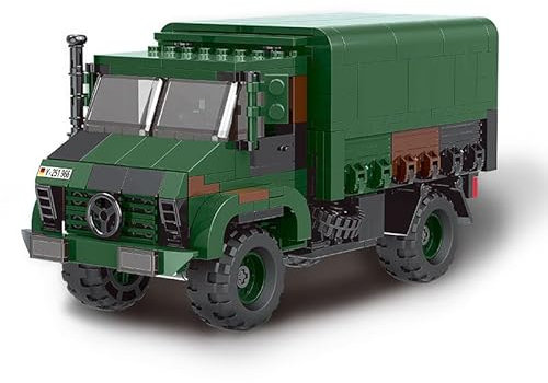 JOMIOD Technik Militär Panzer Transporter Bausteine Bausatz, 411 Klemmbausteine 1:30 WW2 LKW 2T GL Militär Panzerträger LKW Modell, Konstruktionsspielzeug Geschenk für Erwachsene und Kinder