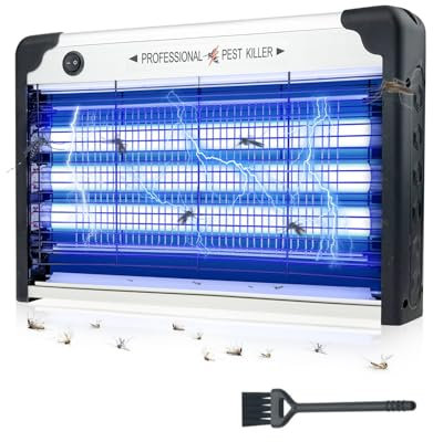 Aucaer 30W Tueur d'Insectes Électronique, Destructeur de Mouche avec 3 Tubes UVA, 3000V Lampe Anti Moustique, Efficace Contre Les Moustiques, Facile à Nettoyer, pour Cuisine, Maison, Entrepôt, Noir
