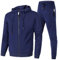 LinRim Tuta da jogging da uomo, tuta da casa, maglione Y2K, con cappuccio e baggy, in cotone, pantaloni lunghi da allenamento, per il tempo libero, set per la casa, Blu marino, L