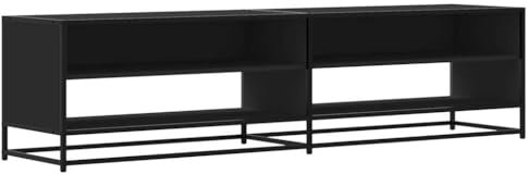 vidaXL Meuble TV Noir 180,5x40x46 cm Bois d'ingénierie, Support TV, Buffet TV, Meuble multimédia, Banc TV, Meuble HiFi, Centre de Divertissement