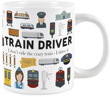 Purely Home Novelty Train Driver Mug - Extra Large Jumbo Humourous Trades Gifts for Railway Workers - Ceramic Large Tea/Coffee Cup
