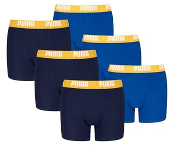 PUMA Boxershorts Jungen Kinder Unterhose Unterwäsche 6 er Pack, Farbe:740 - Yellow/Blue, Bekleidung:176