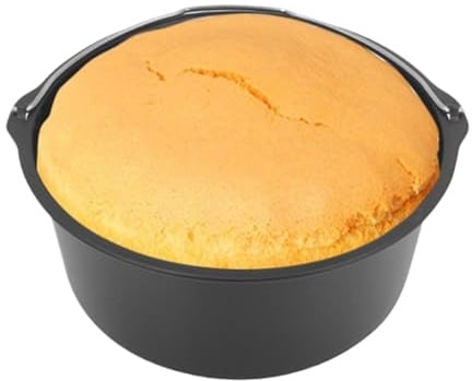 Backform Für Heißluftfritteuse – 20 Cm Runde Antihaft-Kuchenform Mit Griff | Kohlenstoffstahlform Für Pizza, Brot, Gebäck, Biskuit & Eierkuchen | Küchenzubehör Für Airfryer