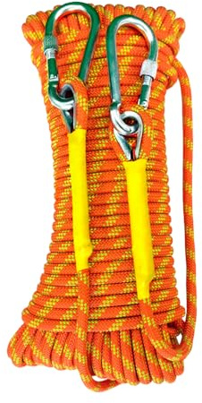 HUYEZybflt Cuerda estática de escalada de 8 mm, 50 m, cuerda de escalada para arborista, cuerda de escape, protección contra incendios, cuerda de paracaídas para camping, senderismo con 2 ganchos de