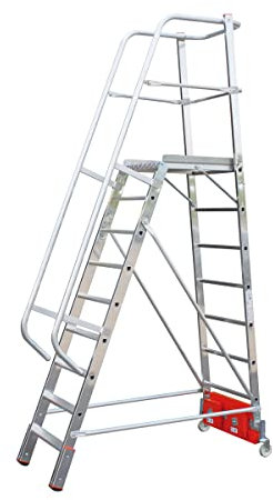 KRAUSE lff044 Leiter einseitig mit Ballast S, 9 Stufen, 820 mm Breite Stabilisator, 2.1 m Höhe