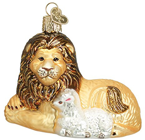 Old World Christmas Spiritual Gifts Glass Blown Ornaments for Christmas Tree Lion Lamb
