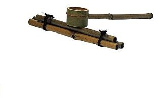 Bambou Japonais Eau Louche Louche à l'eau et Repos Tsukubai Lot pour Jardin à partir du Japon
