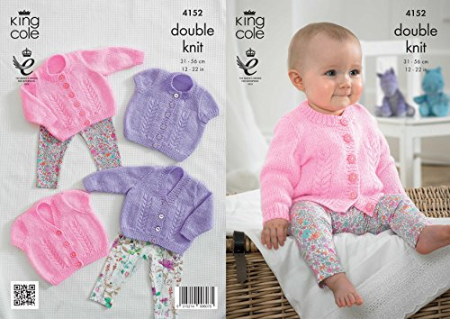 King Cole 4152 Knitting Pattern Baby Cardigans to Knit in Baby DK, 12 - 22