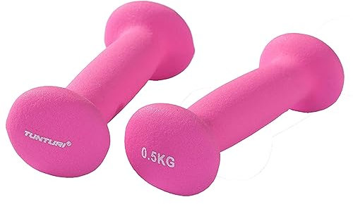 Tunturi 2er Set Kurzhantelset, Fitnessset, 0,5 kg, Bunte Kurzhanteln mit Neoptren