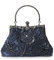 DA BODAN Vintage Floral Perlé Strass Broderie D'embrayage Paillettes De Mariage De Bal De Noce Sac De Mariée Bandoulière Soirée Sac À Main (Bleu foncé)