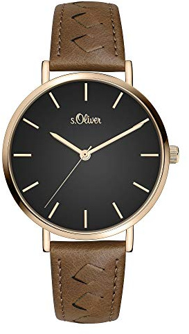 s.Oliver Damen Analog Quarz Armbanduhr mit Lederarmband